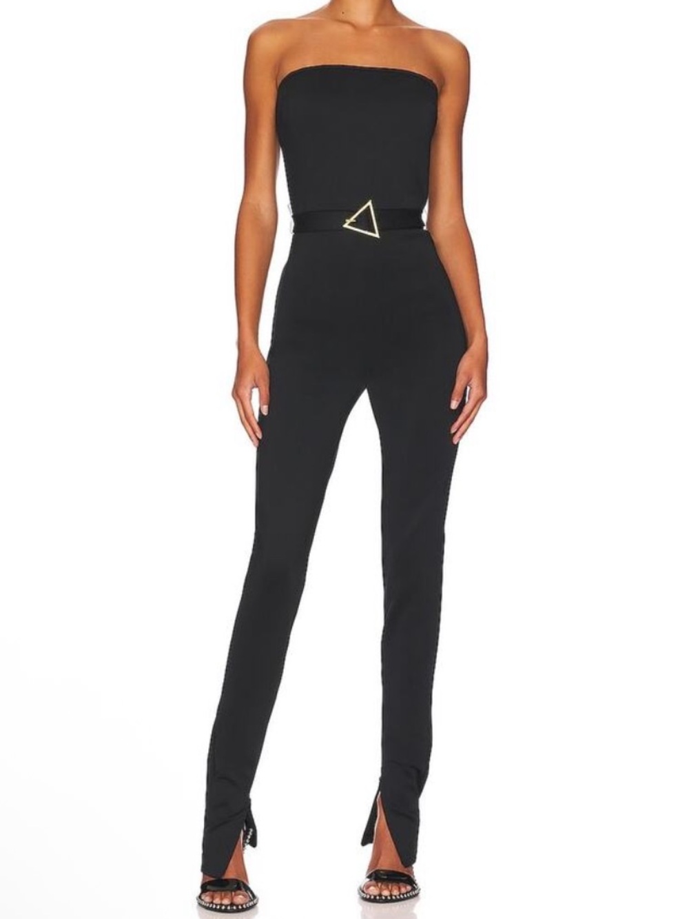 Amanda Uprichard | Black Strapless Floyd Jumpsuit Ankle Zipper Belted Size Small